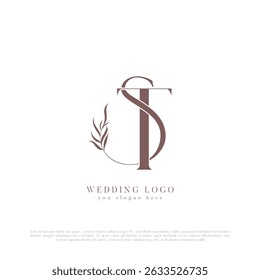 ST Hochzeits-Logo mit floralem Monogramm