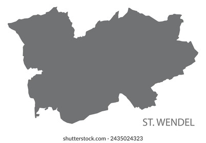 St. Wendel German city map grey illustration silhouette shape