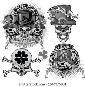 St_Patrick with skull, grunge vintage design t shirts Set,
