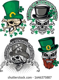 St_Patrick with skull, grunge vintage design t shirts Set,
