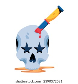 Stab skull flat icon design 