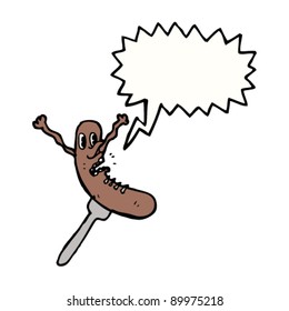 stabbed sausage cartoon