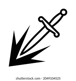 Stabbing attack with a dagger line art vector icon for games and websites