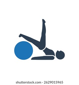 Stability Ball Leg Raise Icon Isolated On White Background