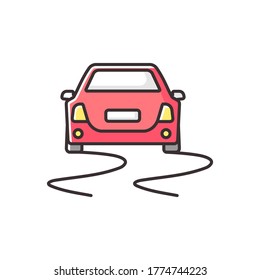 Control de estabilidad Icono de color RGB. Seguridad vial, carretera peligrosa. Protección de automóviles, medidas de seguridad. Dibujo vectorial aislado de superficie resbaladiza auto