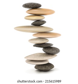 Stability and Zen Balanced stone tower vector illustration