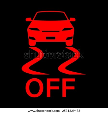 Stabilization Off Sign. Traction Control System Off Sign. Vector Illustration. 