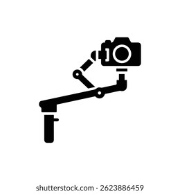 Stabilizer Arm and Camera Icon Black Filled