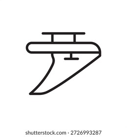 Stabilizer fin icon symbolizing maritime motion control and vessel stability, representing anti-roll systems, nautical hydrodynamic engineering, industrial ship safety, seafaring comfort technology.