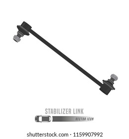 Stabilizer link image. Spare parts icon in greyscale colors. Editable vector illustration isolated on a white background. Automotive concept.
