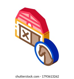 Stable Building Icon Vector. Isometric Stable Building sign. color isolated symbol illustration