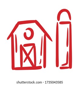Stabile Fassadenzeichnung Stil Ikone Vektorgrafik Design