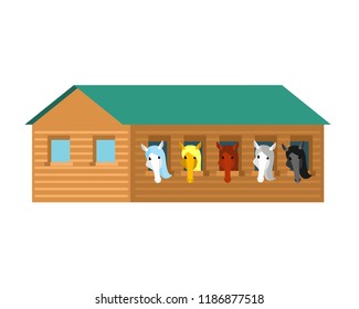 Stable isolated. stabling Horse Wooden House. Vector illustration
