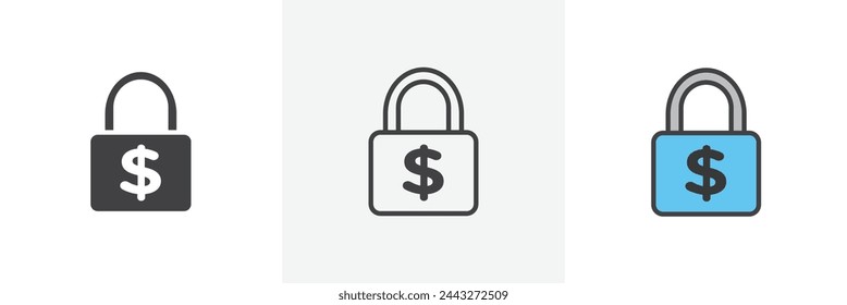 Stable Price Assurance and Budget Icons. Locked Income and Cost Management Symbols.