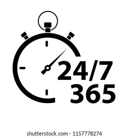 Stable Steady Service All Day, All Week All Year Round. Vector Icon Of Permanent Work.