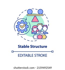 Stable Structure Concept Icon. Cooperative Society Benefit Abstract Idea Thin Line Illustration. Stability In Organization. Isolated Outline Drawing. Editable Stroke. Arial, Myriad Pro-Bold Fonts Used