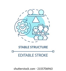 Stable Structure Turquoise Concept Icon. Cooperative Society Benefit Abstract Idea Thin Line Illustration. Stability. Isolated Outline Drawing. Editable Stroke. Arial, Myriad Pro-Bold Fonts Used