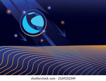 Stablecoin crash crisis. Cryptocurrency trading crisis and crash. LUNA cryptocurrency coin in a downtrend. Vector illustration
