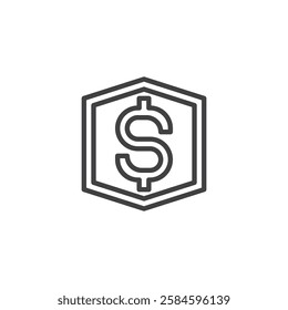 Stablecoin line icon. linear style sign for mobile concept and web design. A coin symbol with a dollar sign outline vector icon. Symbol, logo illustration. Vector graphics