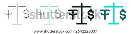 Stablecoin symbol. Icon set. Money, cryptocurrency, blockchain, technology or investment concept. Color or black logo for web, ui, or mobile app. Editable vector stroke.
