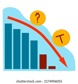 Stablecoin Terra Crash Crisis Infographic Vector Illustration. Cryptocurrency Trading Crisis. Price Falls. Downtrend. Financial Crisis. Coin Icons.