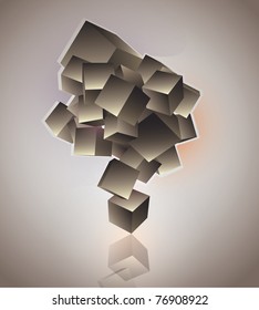 Stack of 3d flying cubes