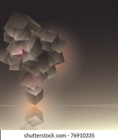 Stack of 3d flying cubes