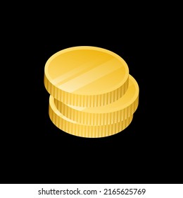 Stack of 3D Gold Coins. Isolated Graphic Money on Black Background. Vector illustration