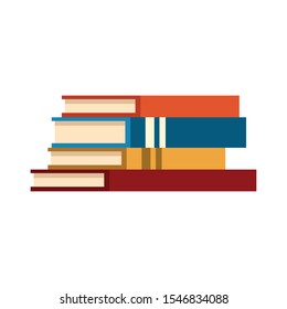 stack of academic books icon over white background, vector illustration