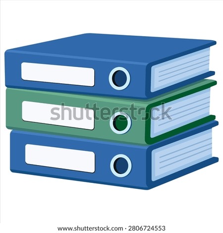 stack of accounting folders isolated, organized pile of office binders with financial documents and business records