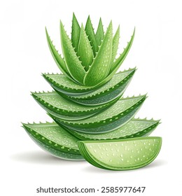 Stack of Aloe vera   isolated on a  white background. Vector illustration.