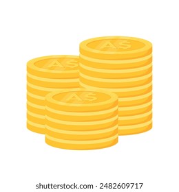 Stack of Australian Dollar money coins vector illustration for business and finance element isolated on transparent background