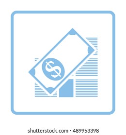 Stack of banknotes icon. Blue frame design. Vector illustration.