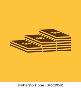 The stack of banknotes icon. Greenback, bank note, money symbol. Flat Vector illustration