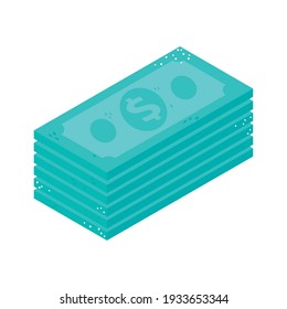billetes apilados moneda de dinero isométrica
