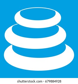 Stack of basalt balancing stones icon white isolated on blue background vector illustration