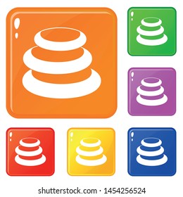 Stack of basalt balancing stones icons set collection vector 6 color isolated on white background