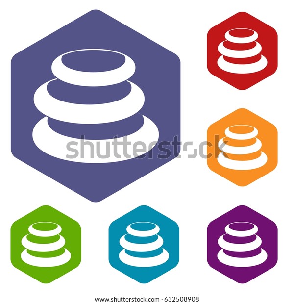 Stack Basalt Balancing Stones Icons Set Stock Vector (Royalty Free ...