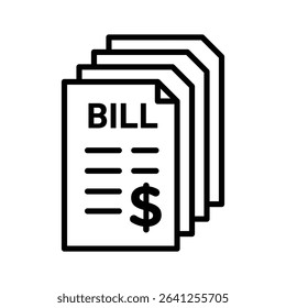 Stack of bills icon outline set sign