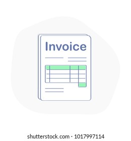 Stack of Bills, Invoices, Documents. Invoice paper bill payment for buyer or customer, contract sign. Flat outline Isolated vector illustration on white background.