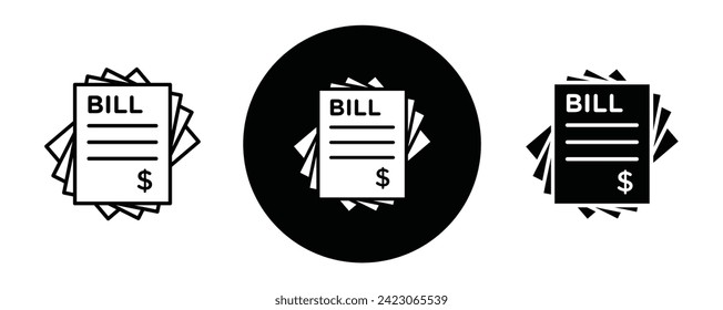 Stack of bills outline icon collection or set. Stack of bills Thin vector line art