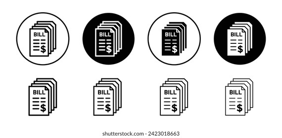 Stack of bills vector icon set collection. Stack of bills Outline flat Icon.