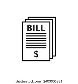 Stack of bills vector line icon illustration