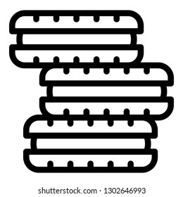 Stack of biscuit icon. Outline stack of biscuit vector icon for web design isolated on white background