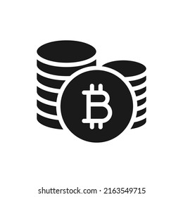 Stack of bitcoin icon. Money symbol flat style isolated on white background. Vector illustration