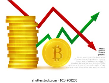 Stack of bitcoins with graphic.