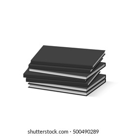 Stack of Blank Black Books on White. Presentation of Your Branding and Identity Design