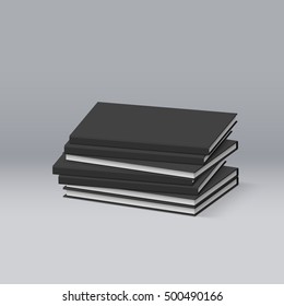 Stack of Blank Black Books. Presentation of Your Branding and Identity Design