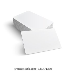 Stack of blank business card on white background with soft shadows. Vector illustration. EPS10.