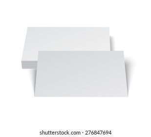 Stack Of Blank Business Card On White Background With Soft Shadows. Vector EPS10 Illustration.